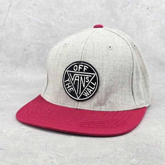 Vans Off The Wall Skateboard Cap Snapback Gray‎ Red Hat One Size - Picture 1 of 12